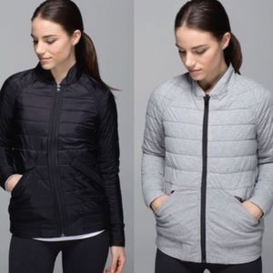 Lululemon The Bomb Reversible Bomber Jacket Black & Grey Size 8